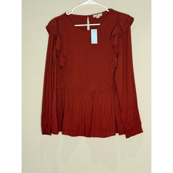 LOFT Tops - LOFT Ruffle‎ Long Sleeve Blouse Top Peplum Romantic Med Office Business Casual